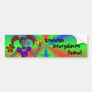 Alien Hippy Bumper Sticker