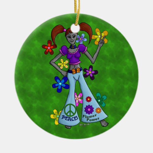 Alien Hippy Ceramic Ornament