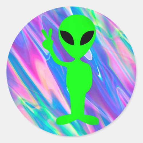alien hologram classic round sticker