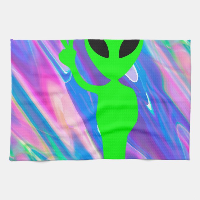 alien hologram kitchen towel (Horizontal)