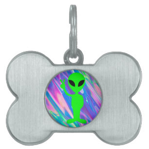 alien hologram pet tag