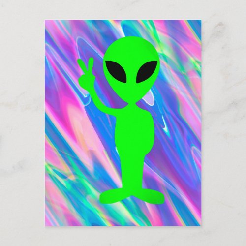 alien hologram postcard