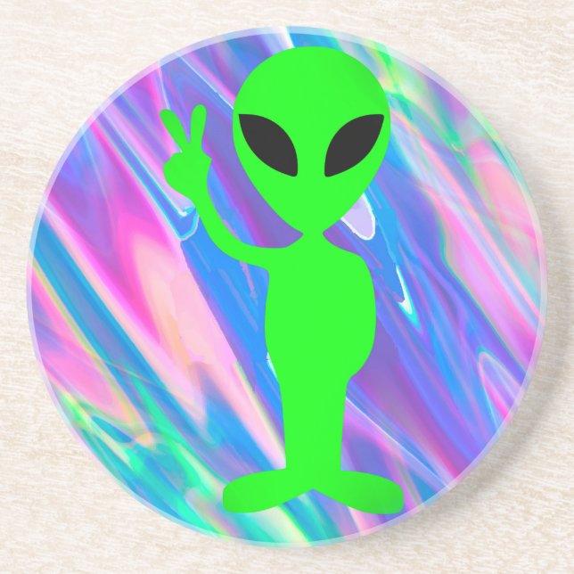 alien hologram sandstone coaster (Front)