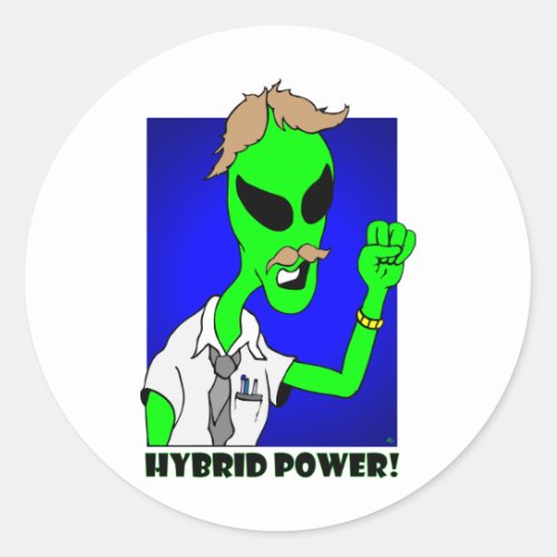alien hybrid power classic round sticker
