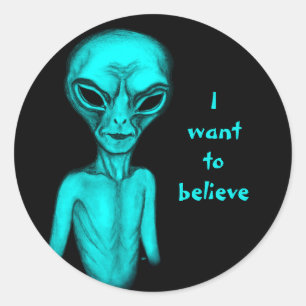 Alien , I want to believe Classic Round Sticker