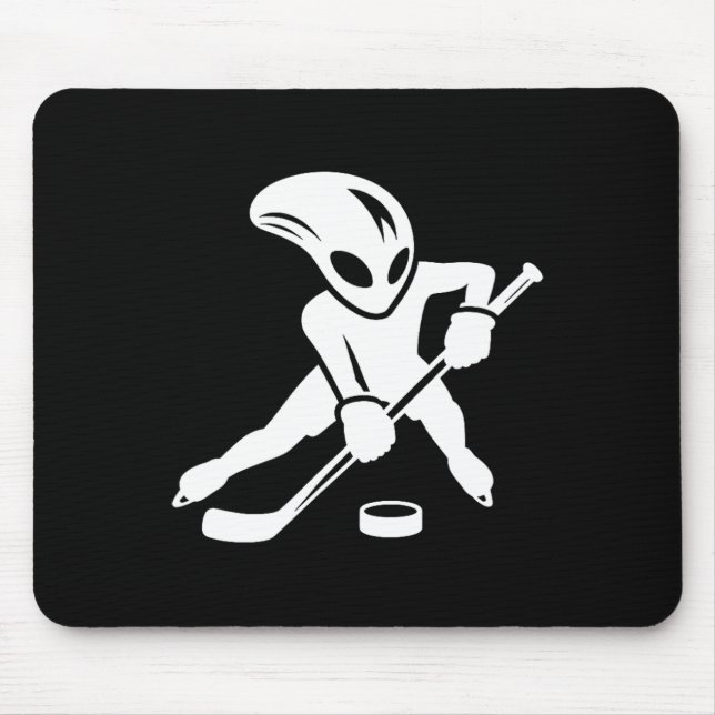 Alien Ice Hockey Player Cool Cartoon  Mouse Pad (Front)