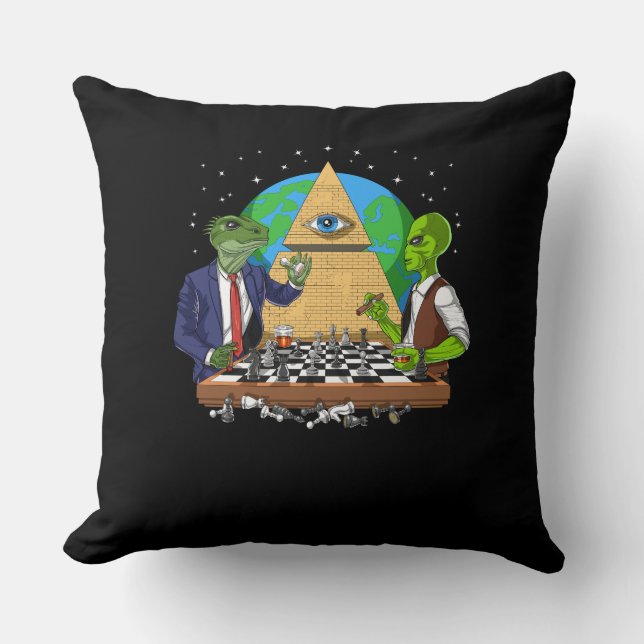 Alien Illuminati Throw Pillow (Front)