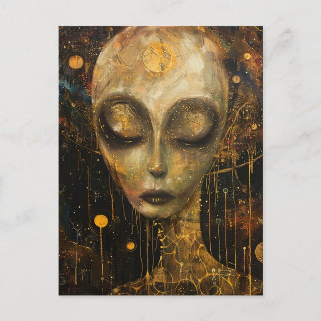 Alien in a Klimt Style Postcard (Front)