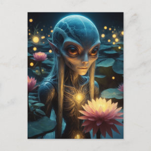 Alien in a Lotus Pond Postcard