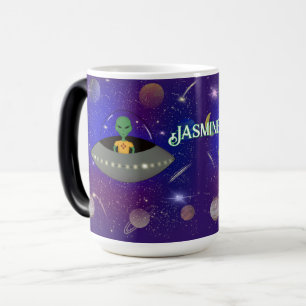Alien in a Spaceship Wearing a New Mexico t-shirt Color Morph Mug
