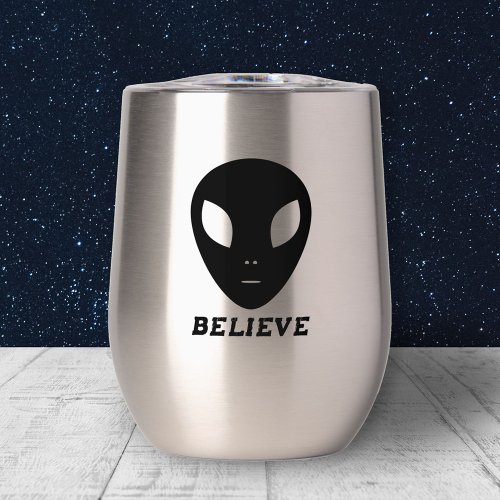 Alien in Black Thermal Wine Tumbler