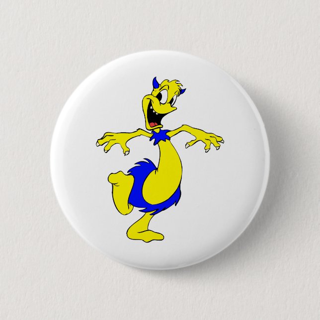 Alien in furry skirt button (Front)