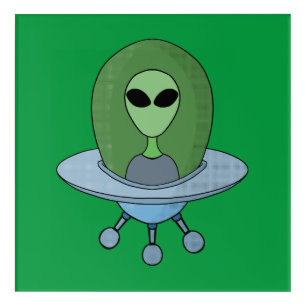 Alien in his little spaceship acrylic print