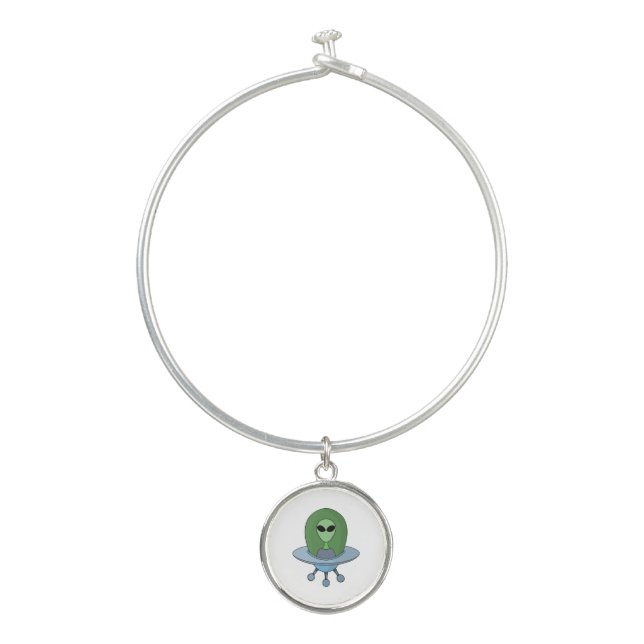 Alien in his little spaceship bangle bracelet (Front)