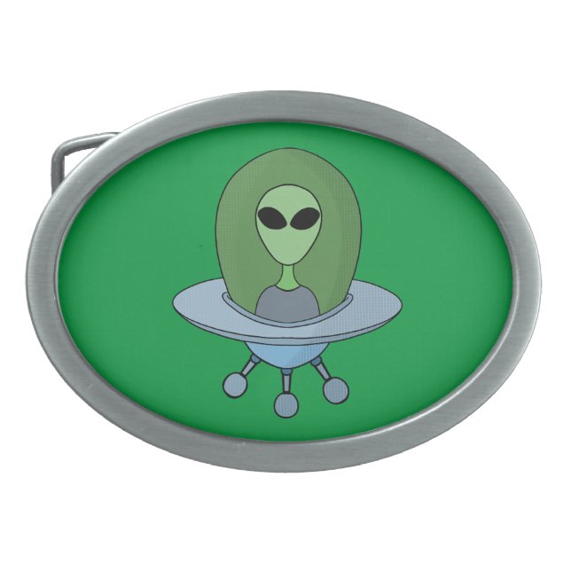 Alien in his little spaceship belt buckle (Front)