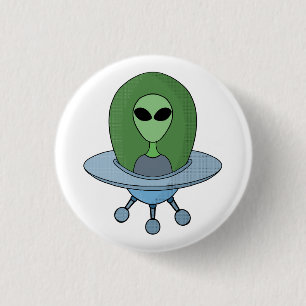 Alien in his little spaceship button