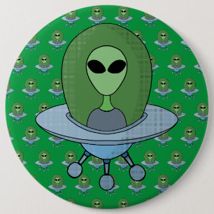 Alien in his little spaceship button