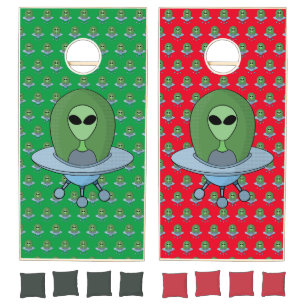 Alien in his little spaceship cornhole set