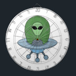 Alien in his little spaceship dart board<br><div class="desc">An adorable alien ready to visit Earth and other planets in his small spaceship.</div>