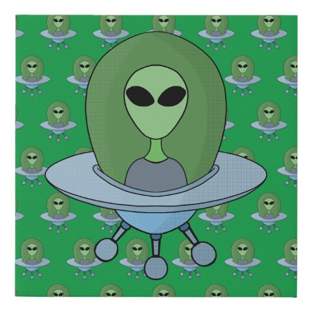 Alien in his little spaceship faux canvas print (Front)