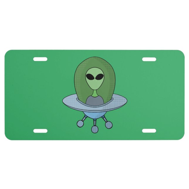 Alien in his little spaceship license plate (Front)