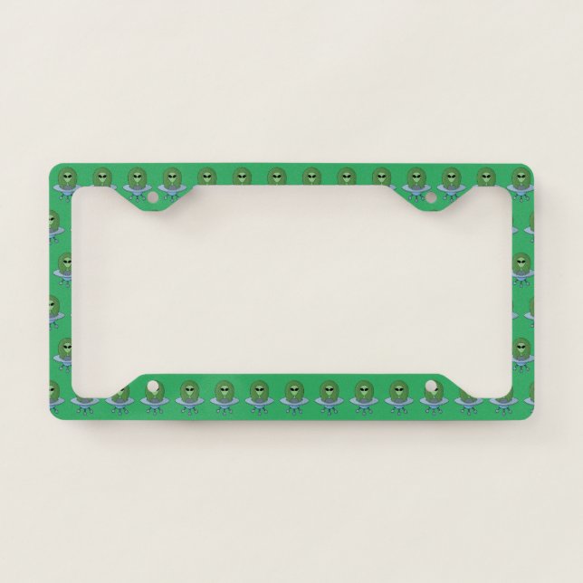 Alien in his little spaceship license plate frame (Front)