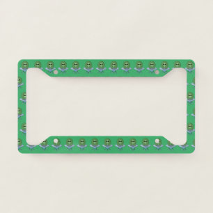 Alien in his little spaceship license plate frame