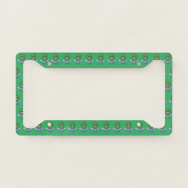 Alien in his little spaceship license plate frame (Front)