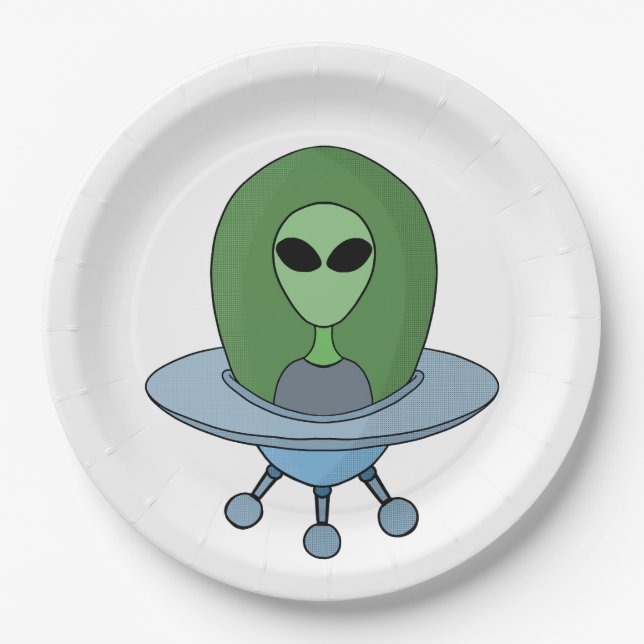 Alien in his little spaceship paper plates (Front)