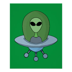 Alien in his little spaceship poster