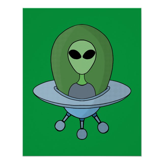 Alien in his little spaceship poster (Front)
