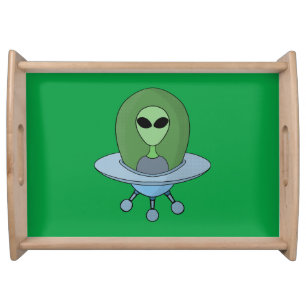 Alien in his little spaceship serving tray