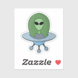 Alien in his little spaceship sticker