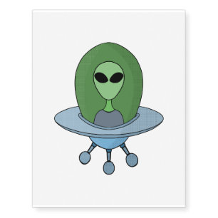 Alien in his little spaceship temporary tattoos