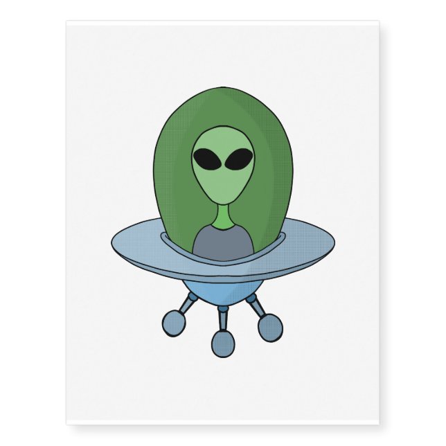 Alien in his little spaceship temporary tattoos (Front)