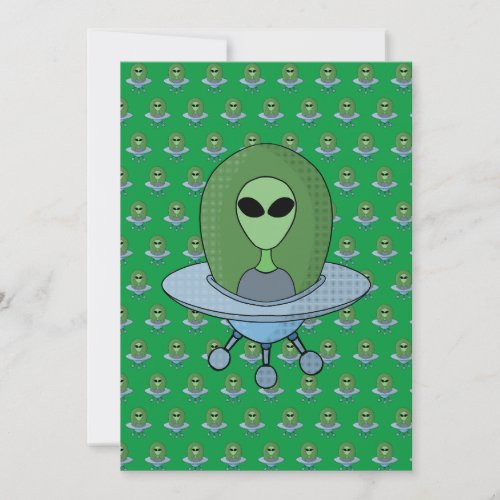 Alien in his little spaceship thank you card