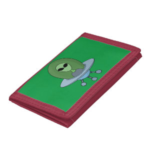 Alien in his little spaceship trifold wallet