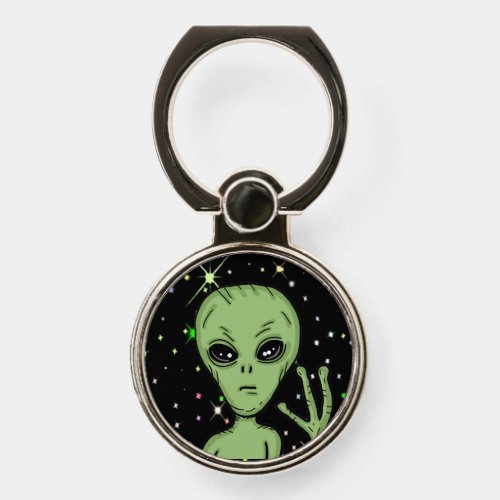Alien in Outer Space Among the Stars   Phone Ring Stand