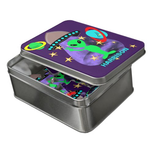 Alien In Outer Space fun Kids Personalized Jigsaw Puzzle