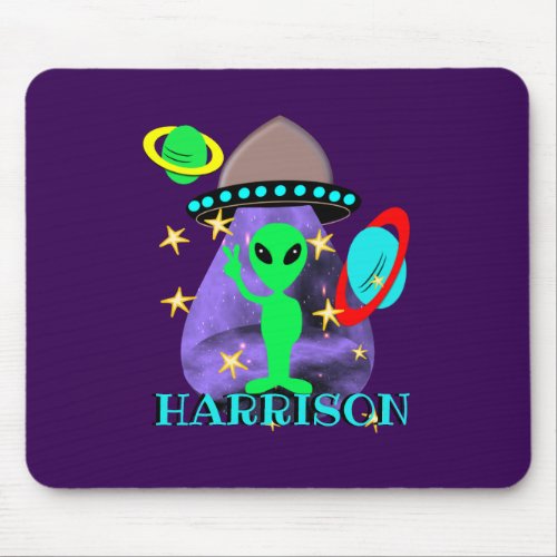 Alien In Outer Space fun Kids Personalized Mouse Pad