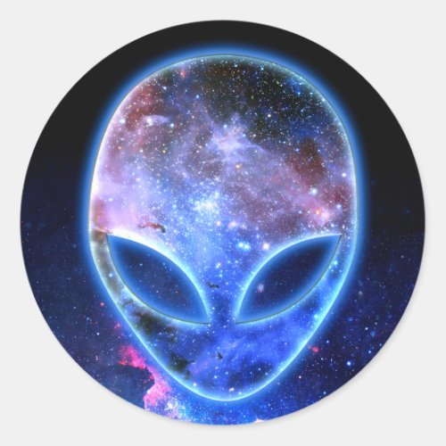 Alien in Space Classic Round Sticker