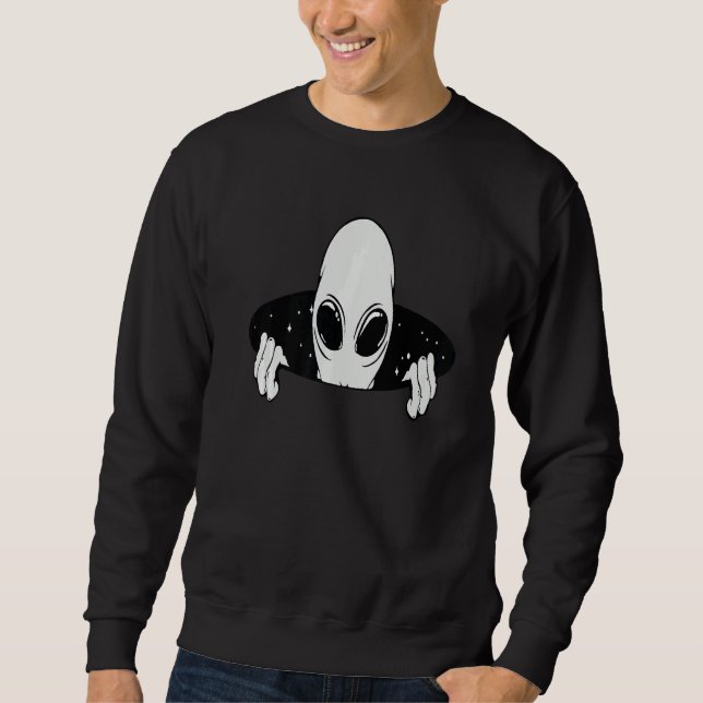 Alien in space galaxy Alien in The Hole Space Sweatshirt (Front)