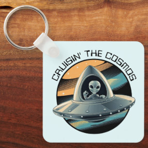 Alien in Spaceship Keychain