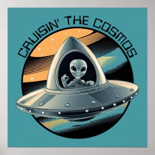 Alien in Spaceship Poster