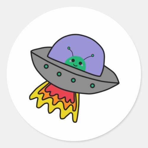 Alien in Spaceship Sticker