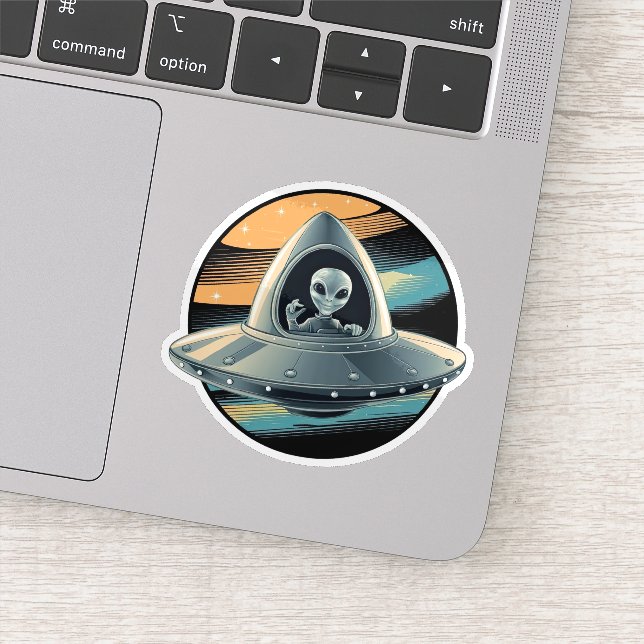 Alien in Spaceship  Sticker (Detail)