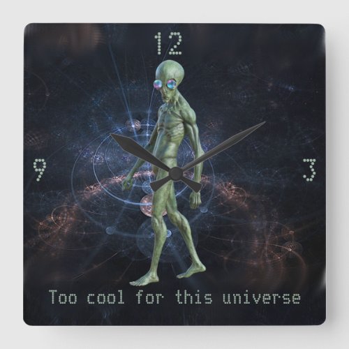 Alien In Sunglasses Square Wall Clock