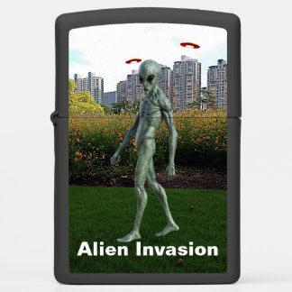 Alien in the park during the alien invasion zippo lighter