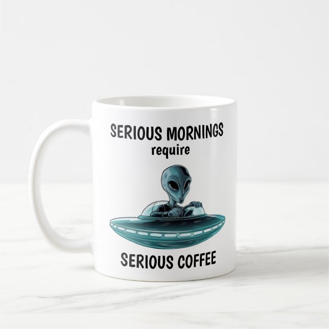 Alien in UFO Coffee Mug (Left)