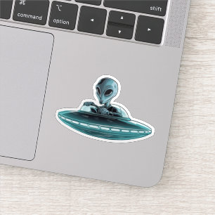 Alien in UFO  Sticker